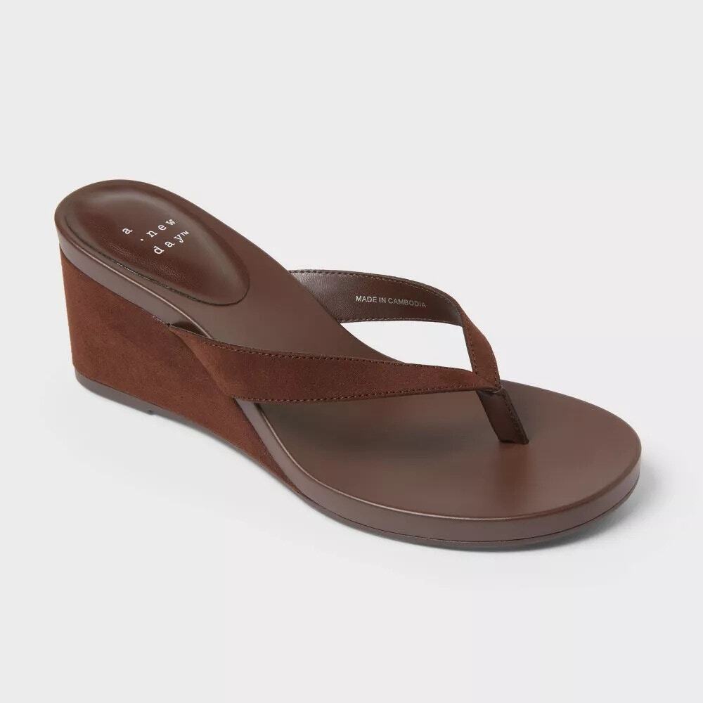 Women's Marina Wedge Sandals - A New Day - Brown 7.5